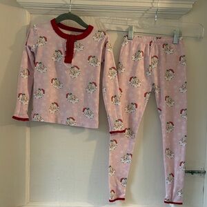 Festive Santa Kids Pajama Set - Pink
